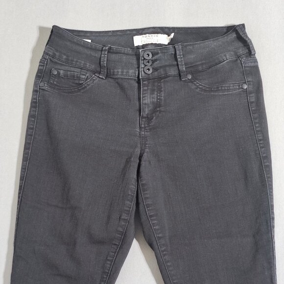 Torrid Denim women's size 12S dark grey jeggings ankle crop stretchy high rise - Picture 2 of 14